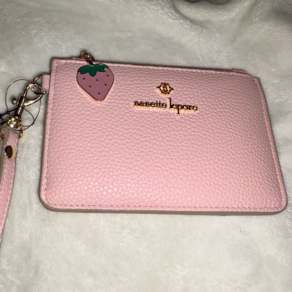 Nanette Lepore Light Pink Wristlet with Strawberry Charm - Picture 1 of 5